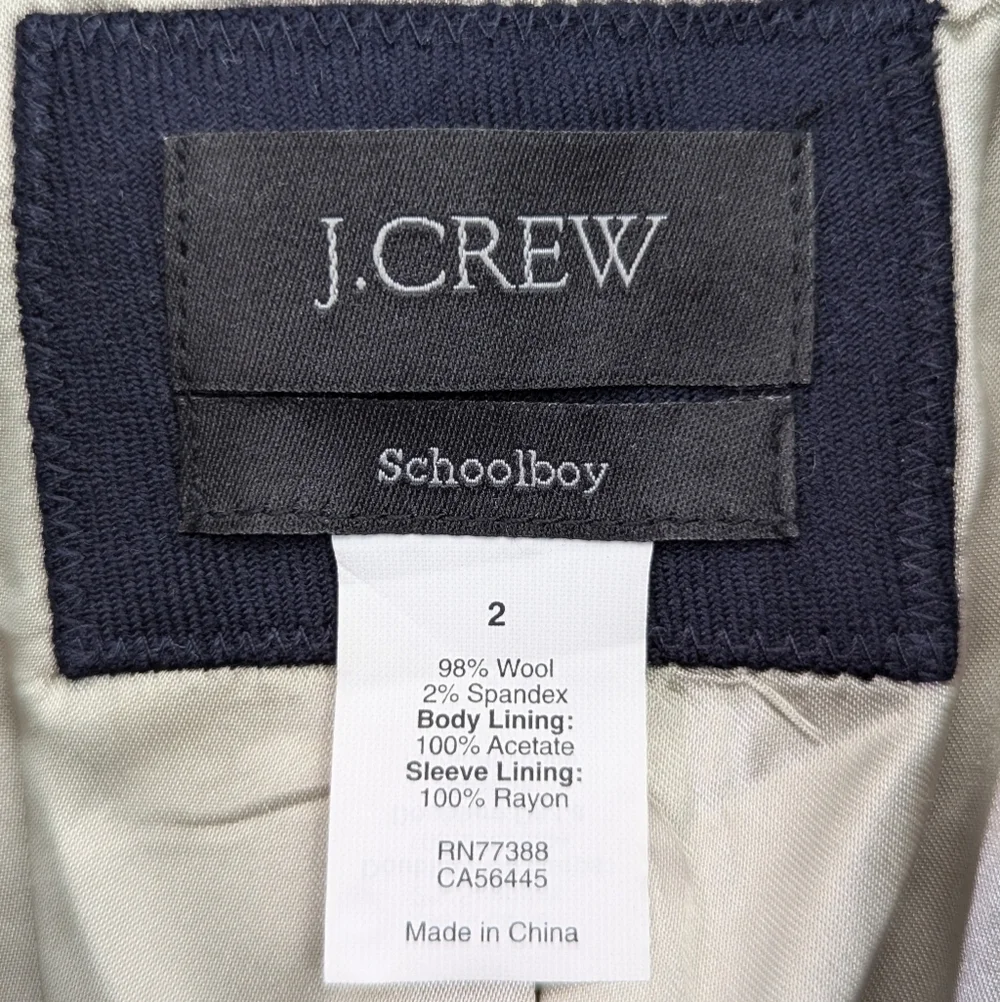 J.Crew Schoolboy Navy Wool Blazer Gold Buttons Size 2